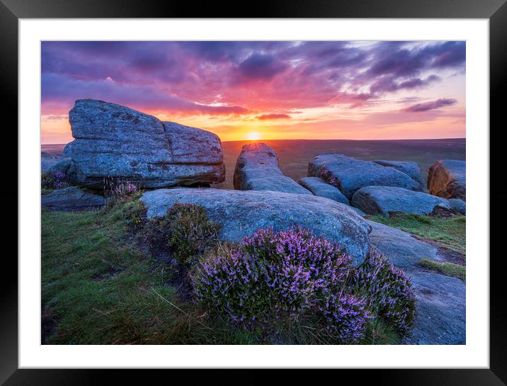 Peak District Purple Sunrise Framed Mounted Print by John Finney