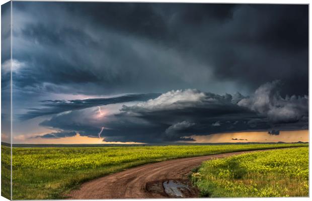 Montana Prairies Lightning Storm Canvas Print by John Finney