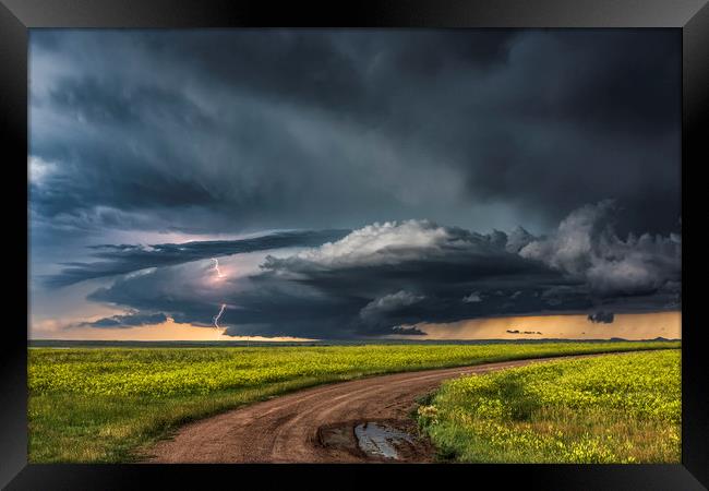 Montana Prairies Lightning Storm Framed Print by John Finney
