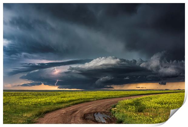 Montana Prairies Lightning Storm Print by John Finney