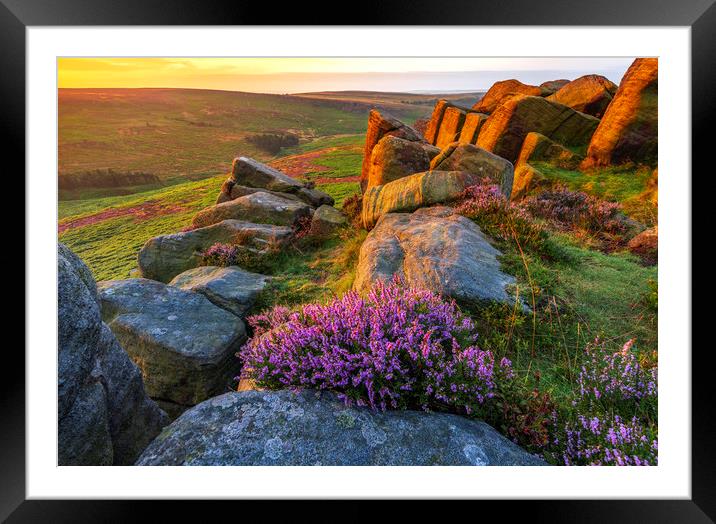 Peak District Purple Sunrise Framed Mounted Print by John Finney
