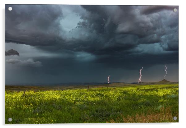 Montana Prairies Lightning Storm  Acrylic by John Finney