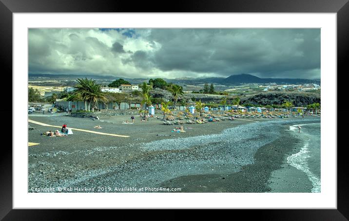 Volcanic Beach Seascape  Framed Mounted Print by Rob Hawkins