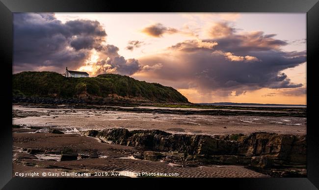 Stormy Sunset at Low Hauxley Framed Print by Gary Clarricoates