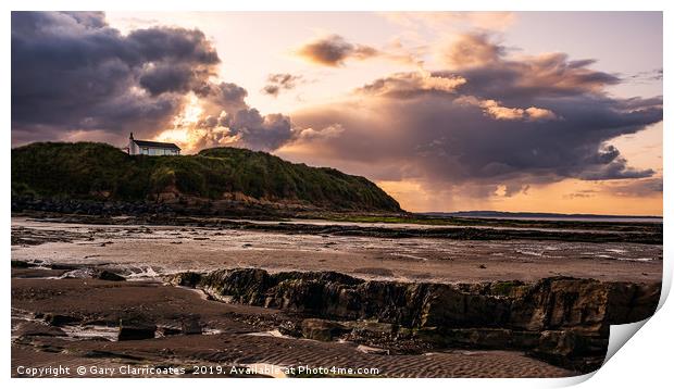Stormy Sunset at Low Hauxley Print by Gary Clarricoates