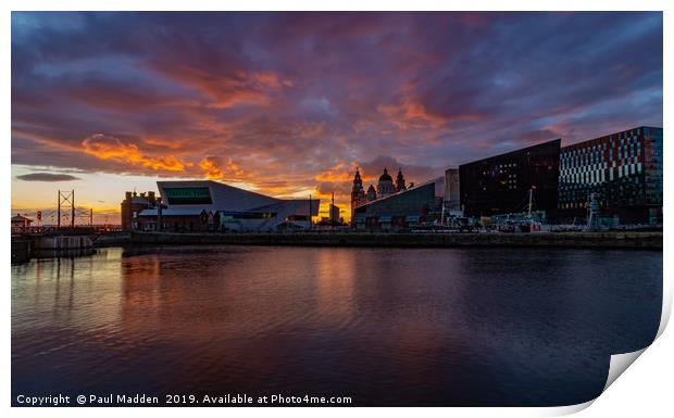 Canning Dock At Sunset Print by Paul Madden