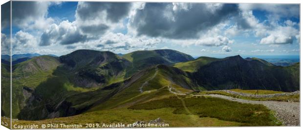 Panoramic view from the top of Grisedale Pike Canvas Print by Phill Thornton