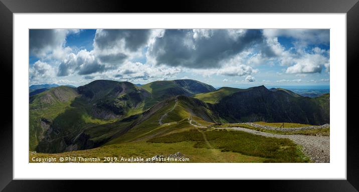 Panoramic view from the top of Grisedale Pike Framed Mounted Print by Phill Thornton