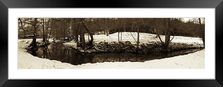Snowy Stream Framed Mounted Print by S Fierros