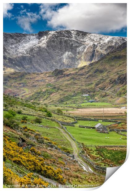Nant Ffrancon Pass Wales Print by Adrian Evans