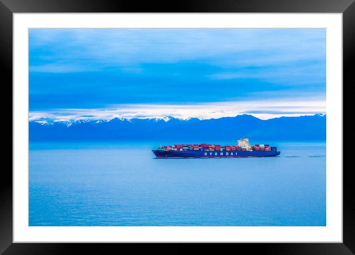 Hyundai Freighter on Blue Framed Mounted Print by Darryl Brooks
