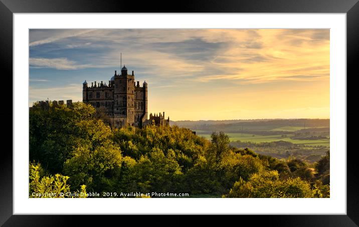 Bolsover Castle at sunset, Derbyshire, England Framed Mounted Print by Chris Drabble