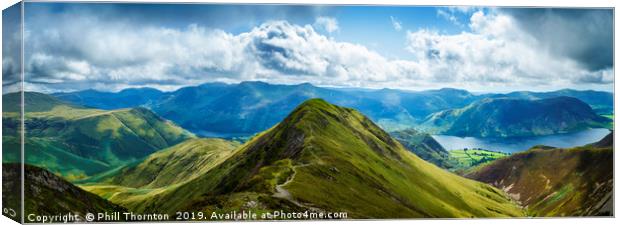 Panoramic view of Whiteless Pike and beyond. Canvas Print by Phill Thornton