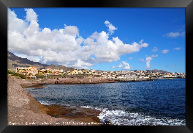 Coastal view of Costa Adeje in Tenerife Framed Print by Valentina Severinova