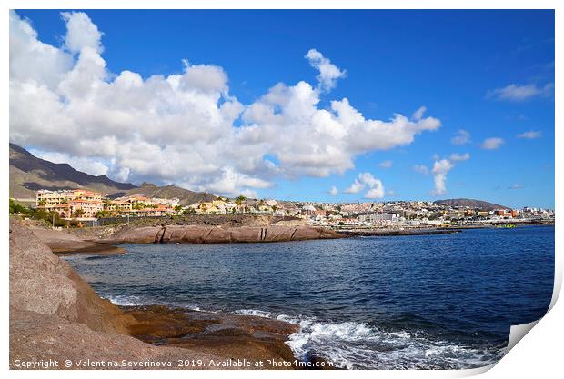 Coastal view of Costa Adeje in Tenerife Print by Valentina Severinova