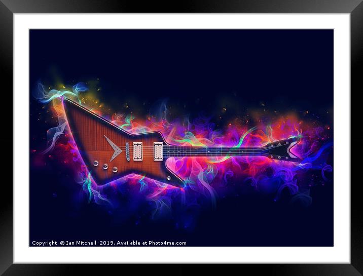 Electric Guitar Art Framed Mounted Print by Ian Mitchell