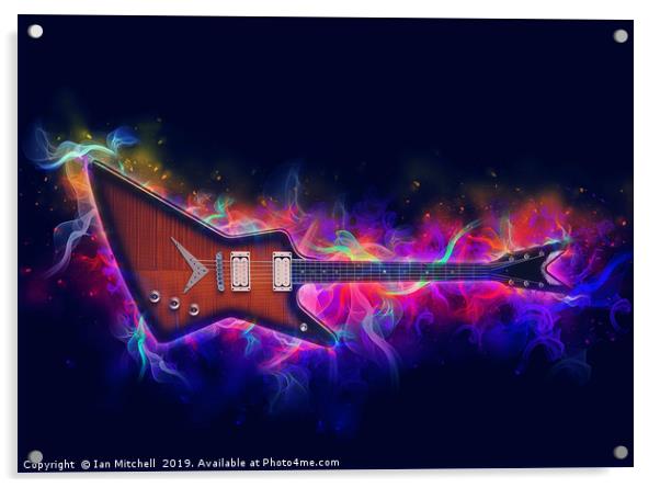 Electric Guitar Art Acrylic by Ian Mitchell