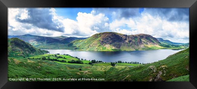 Panoramic view of Crummock Water, Lake District. Framed Print by Phill Thornton