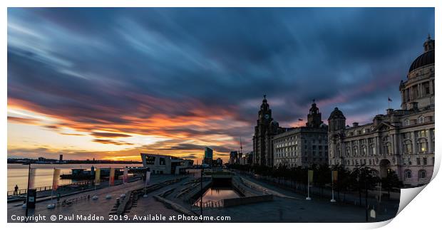 Liverpool Pier Head Sunset Print by Paul Madden