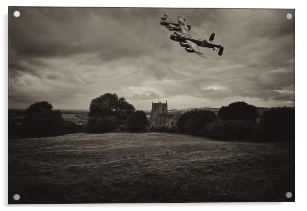 RAF Avro Lancaster's Over Ramblers Church Acrylic by Jon Fixter