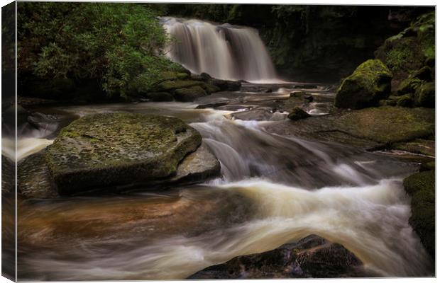 Cwmdu waterfall on The Clydach River Canvas Print by Leighton Collins