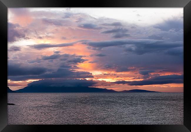 Sunset, Storm Clouds, Inner Hebrides, Isle of Rum Framed Print by Hugh McKean