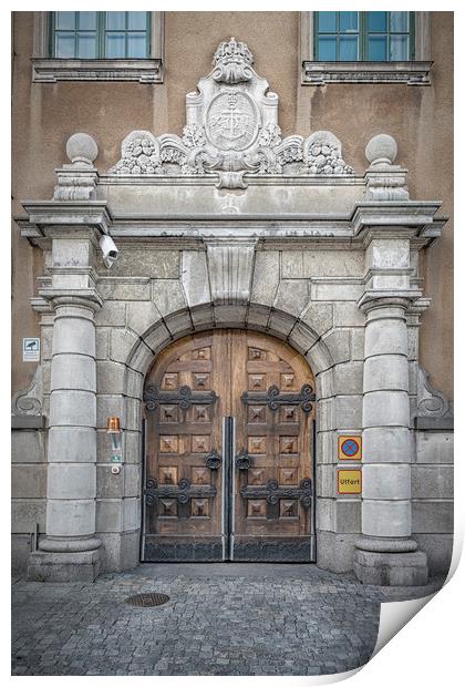 Karlskrona Town Hall Side Door Print by Antony McAulay