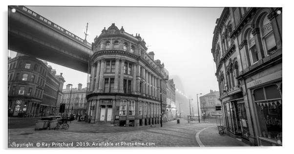 Newcastle in the Fog Acrylic by Ray Pritchard