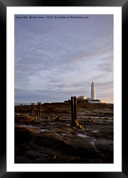 Early morning sunshine at St Mary's Island. Framed Mounted Print by Jim Jones