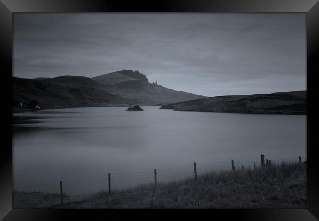 The Old Man of Storr from Loch Fada Framed Print by Miles Gray