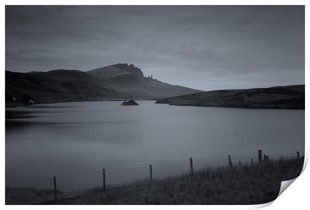 The Old Man of Storr from Loch Fada Print by Miles Gray