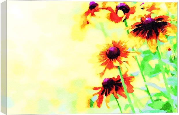 Abstract yellow blooming flowers Canvas Print by Wdnet Studio