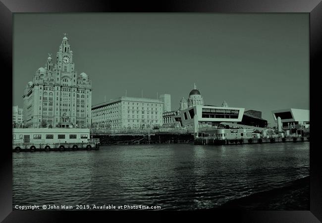 Liverpool Waterfront Skyline Framed Print by John Wain