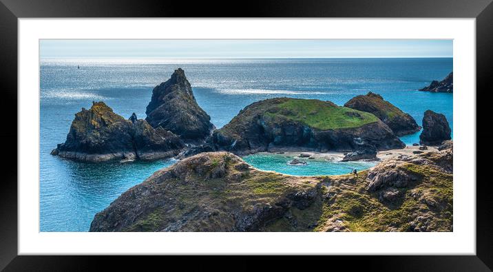 Lone photographer on the rocks at Kynance Cove 2 Framed Mounted Print by Andrew Michael