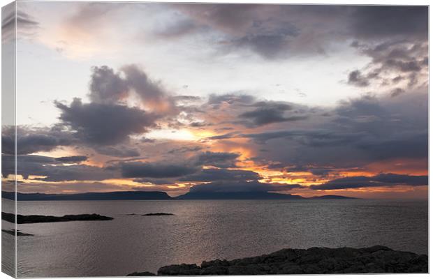 Sunset, Storm Clouds, Inner Hebrides, Rum, Eigg Canvas Print by Hugh McKean