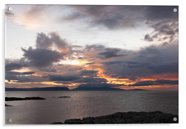 Sunset, Storm Clouds, Inner Hebrides, Rum, Eigg Acrylic by Hugh McKean
