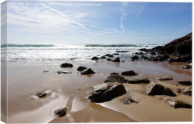 Praia do Zavial beach in winter Canvas Print by Rocklights 