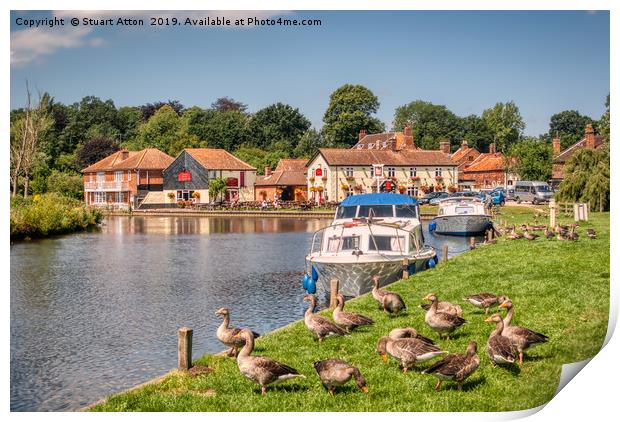 Boats at Coltishall on Norfolk Broads Print by Stuart Atton