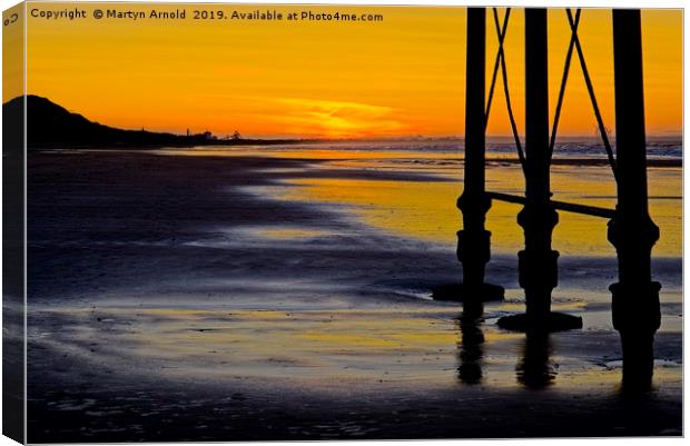 Sunset at Saltburn-by-the-Sea in Yorkshire Canvas Print by Martyn Arnold
