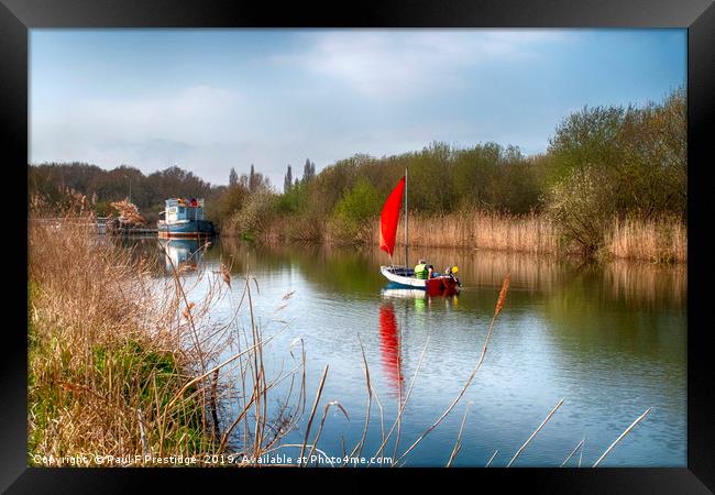 Sailing up the Exeter Ship Canal Framed Print by Paul F Prestidge