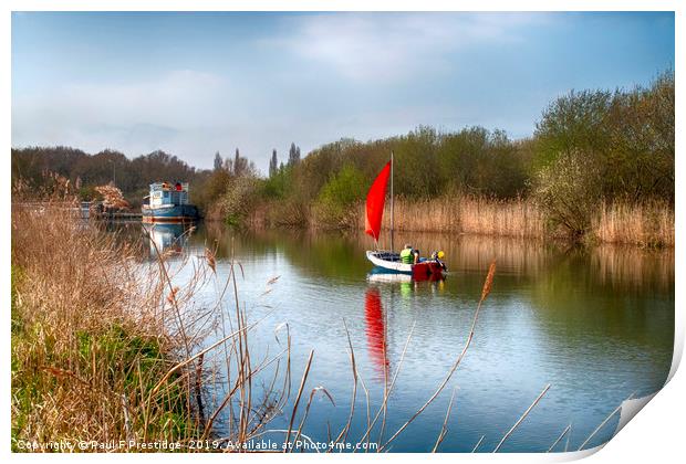 Sailing up the Exeter Ship Canal Print by Paul F Prestidge