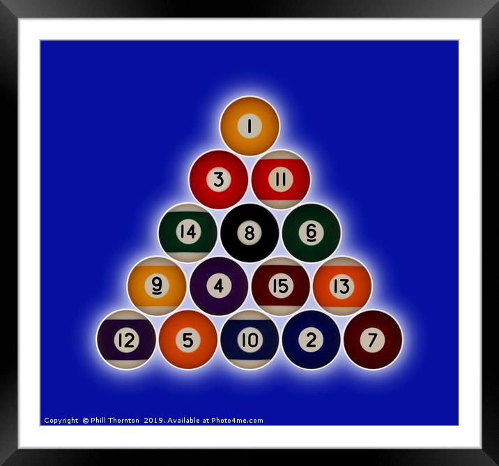 Pool ball pyramid. No. 2 Framed Mounted Print by Phill Thornton