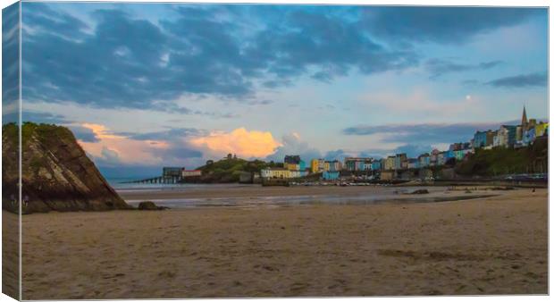 Tenby Harbour At Sunset  Canvas Print by Michael South Photography