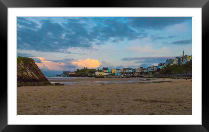Tenby Harbour At Sunset  Framed Mounted Print by Michael South Photography
