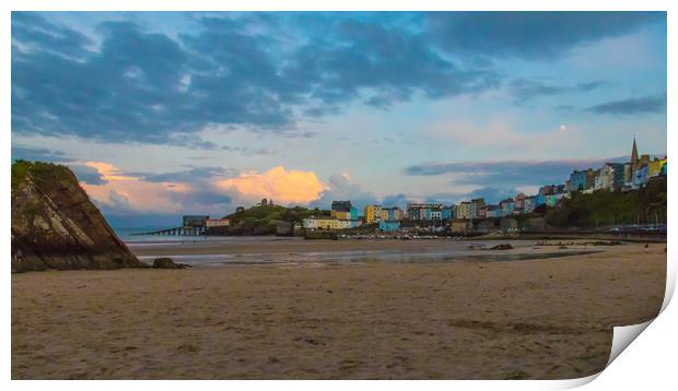 Tenby Harbour At Sunset  Print by Michael South Photography