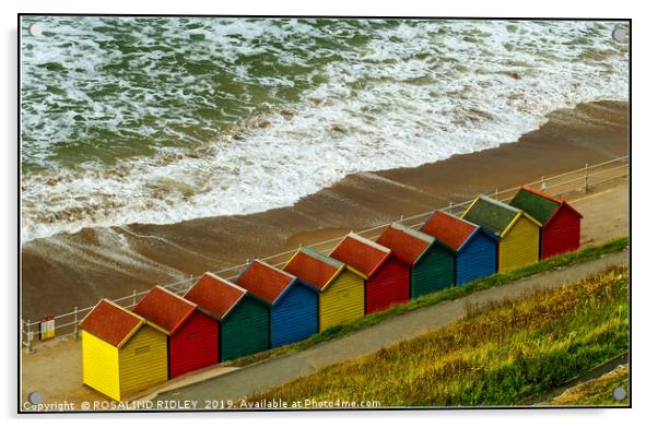 "Colourful new beach huts at Whitby" Acrylic by ROS RIDLEY