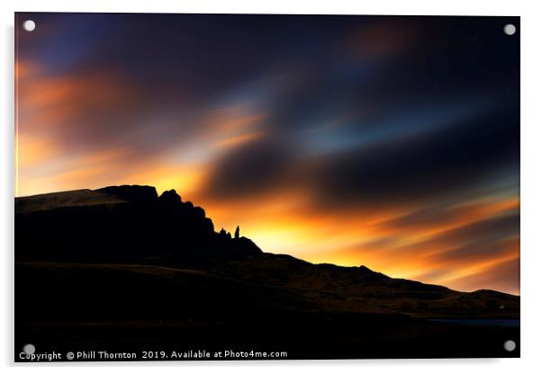 Sunsetting over The Old Man of Storr No.3 Acrylic by Phill Thornton