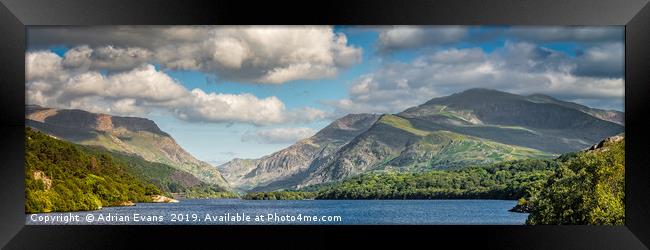 Padarn Lake Snowdonia Panorama Framed Print by Adrian Evans