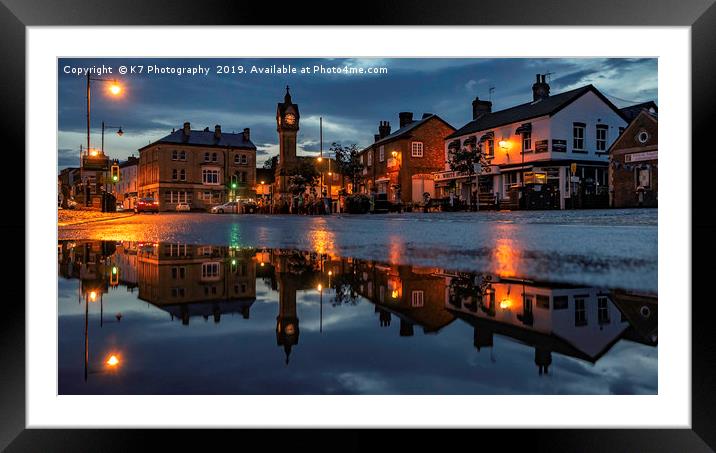 Thirsk Market Place after an Evening Downpour  Framed Mounted Print by K7 Photography