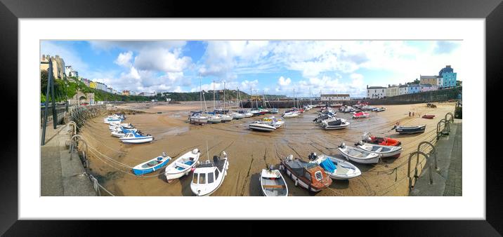 Tenby Harbour Panoramic.  Framed Mounted Print by Michael South Photography